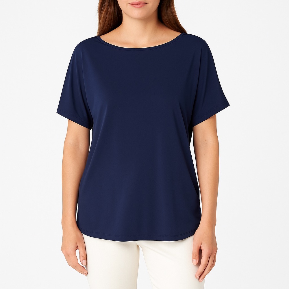 Jude Connally Navy Stretch Travel Tee Size M Minimalist Short Sleeve Top